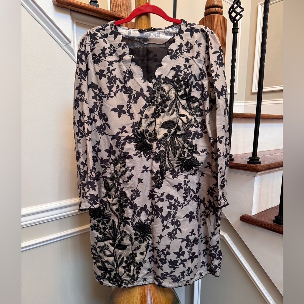 Floral Black and Cream Dress